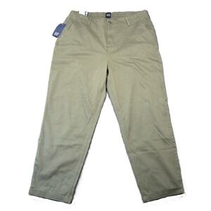 GAP Classic Twill Pants Womens 16 Olive Green Straight Neutral Normcore Work NEW